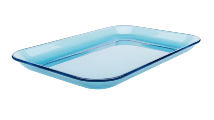 Empty Transparent Blue Rectangular Plastic Tray
