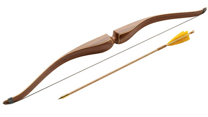 Wooden Bow and Arrow on Transparent Background