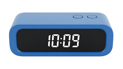 Blue Digital Alarm Clock Displaying 1009 on Transparent Background