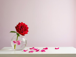 A photo composed with roses in a realistic and modern style, designed for Valentine's Day.