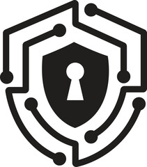 cyber security icon, Advanced Cyber Security Protection Shield Vector Icon Illustration