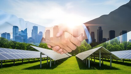 Sustainable energy partnership handshake
