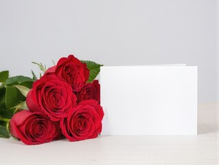 A photo composed with roses in a realistic and modern style, designed for Valentine's Day.