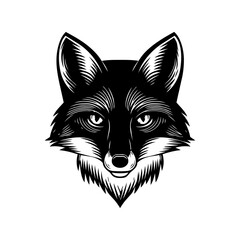 Fototapeta premium Stylized fox head with sharp features symbolizing intelligence, adaptability, strategy, and confident character branding.