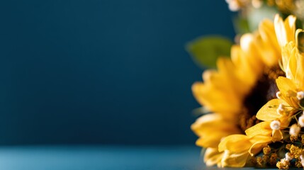 This image captures a beautiful bouquet of vibrant yellow sunflowers intertwined with greenery, showcasing nature's elegance and the joy flowers bring to any setting.