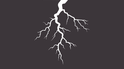 Minimalist lightning bolt dark gray with branching lines © Rakibul V