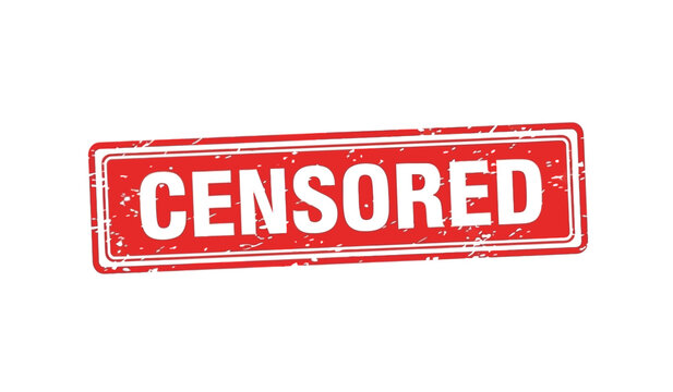 Censored stamp on a with a red color and white text