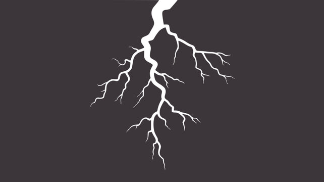 Minimalist lightning bolt dark gray with branching lines