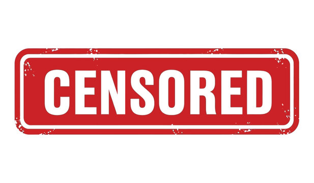 A red censored stamp on a with a distressed texture