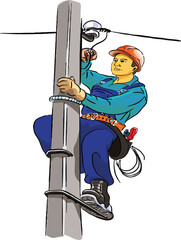 cartoon of a man with a sword