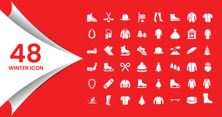 Winter Dress Apparel Icons Collection