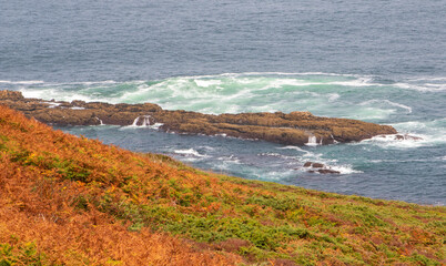 Coastal View With Rocks and Waves in Galicia, Spain During Vacation