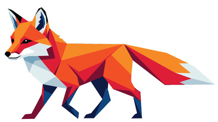 Creative low poly geometric fox illustration in vibrant orange and grey shades for modern digital branding identity and wildlife education marketing projects and mascot design.