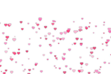 Floating pink and red hearts on a transparent  background for romantic celebrations and love