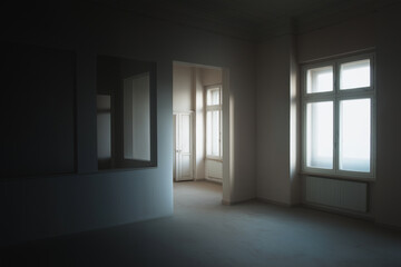 Empty Room with Sunlight Through Windows