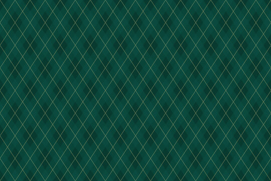 Argyle pattern seamless background in dark green and yellow for eco and natural branding