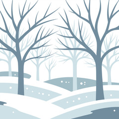 Winter Snow Landscape Bare Trees Minimal Cold Season Nature Background Illustration