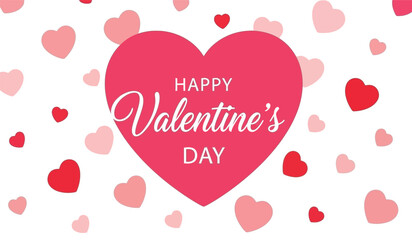 Happy valentines day greeting card with heart design and confetti