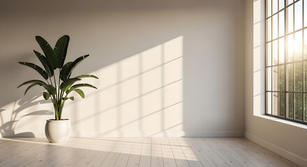 Potted Plant Indoor Room Sunlight Window White Wall