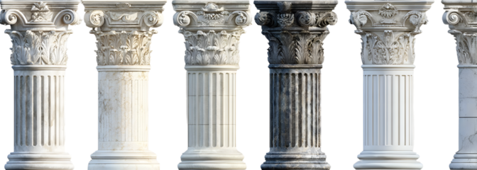 PNG Classical architectural column designs, element set on transparent background
