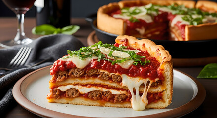 Savory Deep Dish Lasagna Meat Cheese Dinner