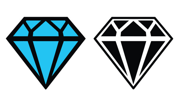 Two diamond shapes in blue and black on for design