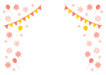 紅葉とフラッグガーランドのフレーム