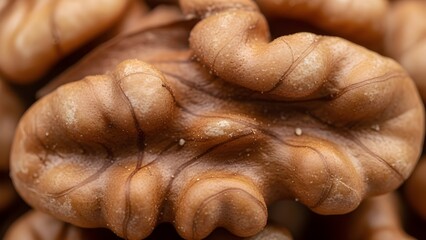 Extreme Macro Close-up of a Walnut Kernel Texture for Food Design