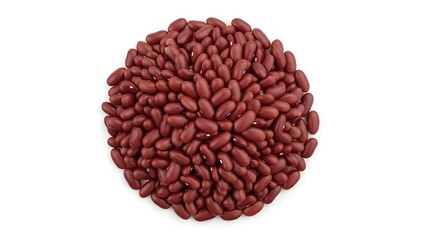 Circular Arrangement of Red Kidney Beans Isolated on White Background