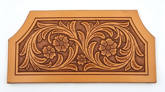 Handcrafted Floral Tooled Leather Design with Intricate Scroll Pattern