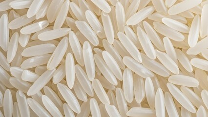 Macro Illustration of Long Grain White Rice Background, Raw Basmati or Jasmine Rice Grains for Culinary and Nutrition Themes