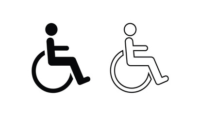Black and white wheelchair icons for accessibility and disability symbol