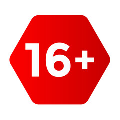 Bright Red 16 Plus Age Restriction Rating Symbol