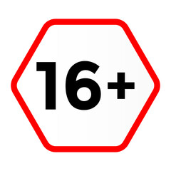 Official Age Restriction Symbol Sixteen Plus Vector Icon