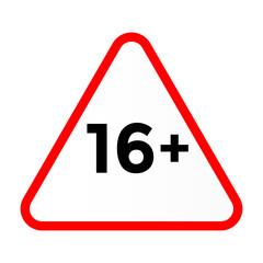 Official 16 Plus Age Restriction Warning Triangle Symbol
