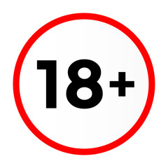 Eighteen Plus Age Restriction Warning Symbol Graphic Design