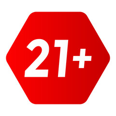 Warning Sign: 21 Plus Age Restriction Symbol Hexagon Icon