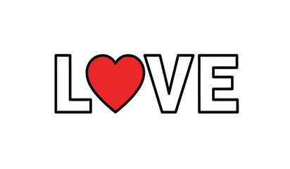 A stylized illustration of the word love with a heart replacing the o