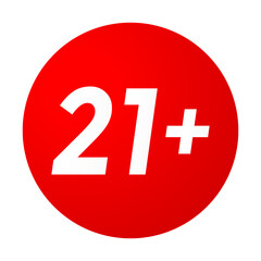 Vivid Red Circle Twenty One Plus Age Limit Icon