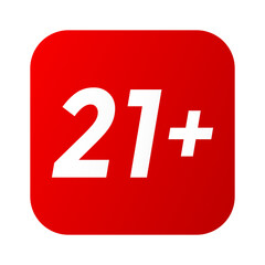 Red and White 21 Plus Age Restriction Symbol Icon Vector