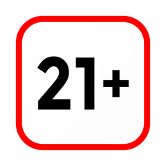 Official Red Border 21 Plus Minimum Age Restriction Symbol