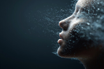 A woman's face is shown in a blurry, hazy effect