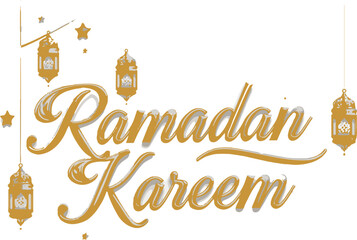 Ramadan Kareem Typography: Festive typography illustration wishing a blessed Ramadan, incorporating traditional Islamic elements with stylish and elegant lettering.
