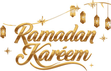 Ramadan Kareem: A festive and stylized illustration to celebrate Ramadan Kareem with lettering, stars, moon and lanterns.
