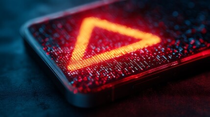 Close-up of a smartphone with a glowing geometric shape, emphasizing technology and design