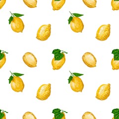 Sunny Yellow Lemons seamless pattern