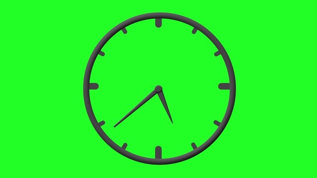 clock face with fast moving hour and minute hands cycling through time at high speed to suggest the passage of time whizzing by quickly isolated on a chroma key green screen background 4K animation
