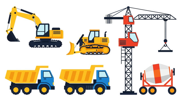 Construction Equipment and Machinery Vehicles Set.