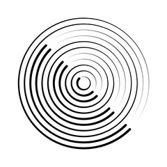 Halftone speed lines circle. Geometric art in circle form. Round swirl movement symbol. Halftone circular frame. Vector design element