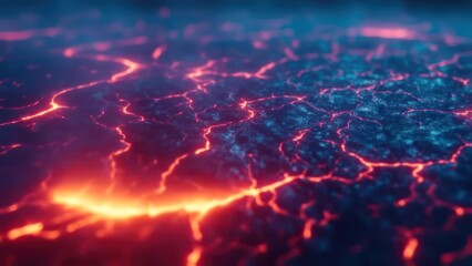 Fototapeta premium Fiery Lava Flow With Cracked Earth Texture.